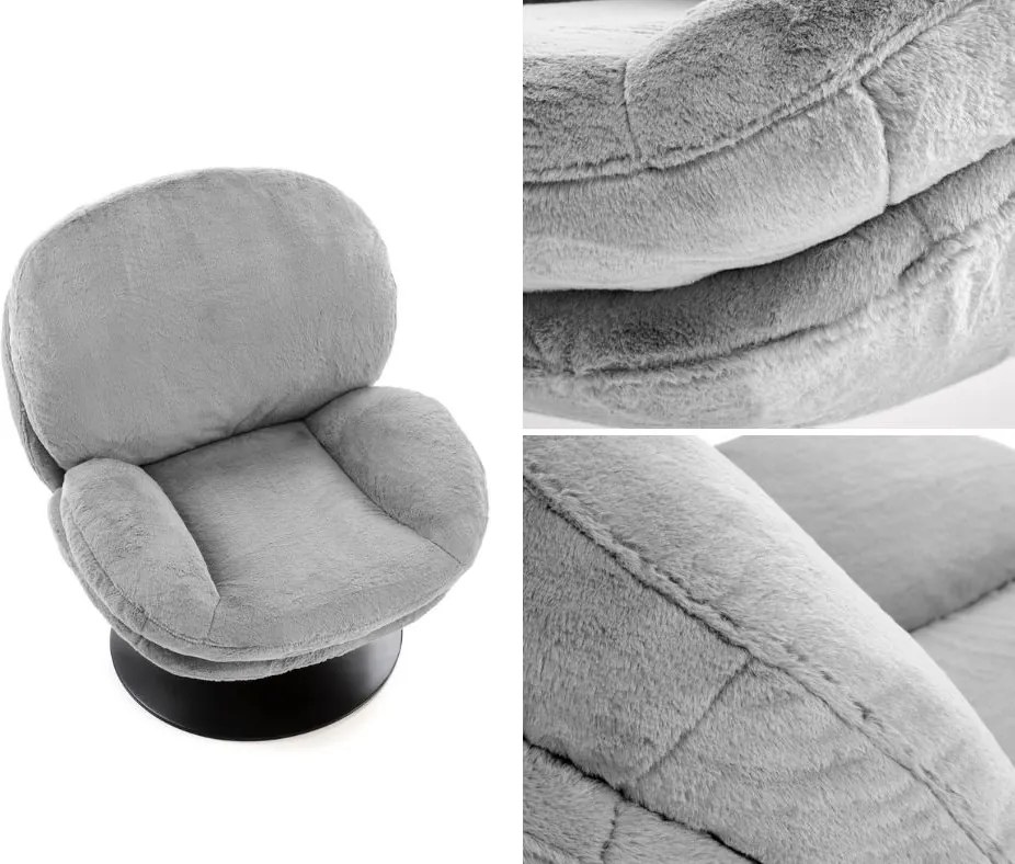 Obrotowy fotel wypoczynkowy z pluszowej tkaniny Shell Halmar