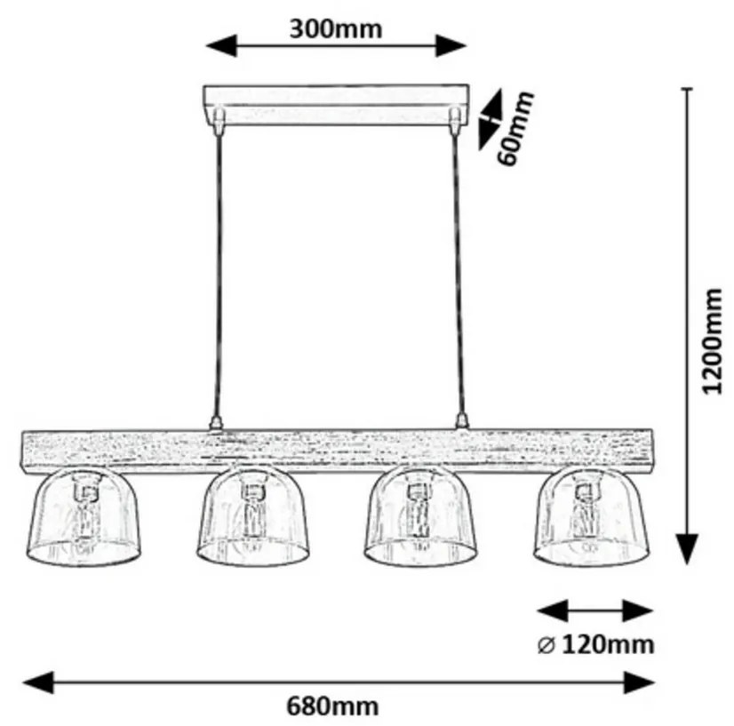 Rabalux 3120 Cardamom żyrandol wiszący z drewnianymi elementami