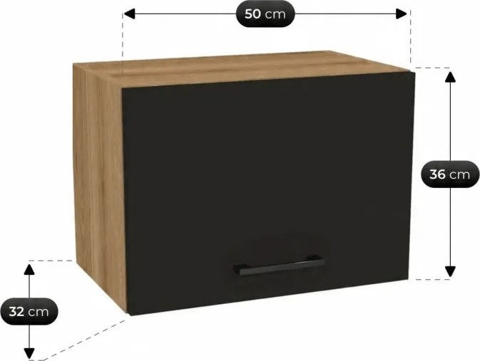 Zestaw Mebli Kuchennych MODERN 170 cm Czarny/Dąb Loftowy