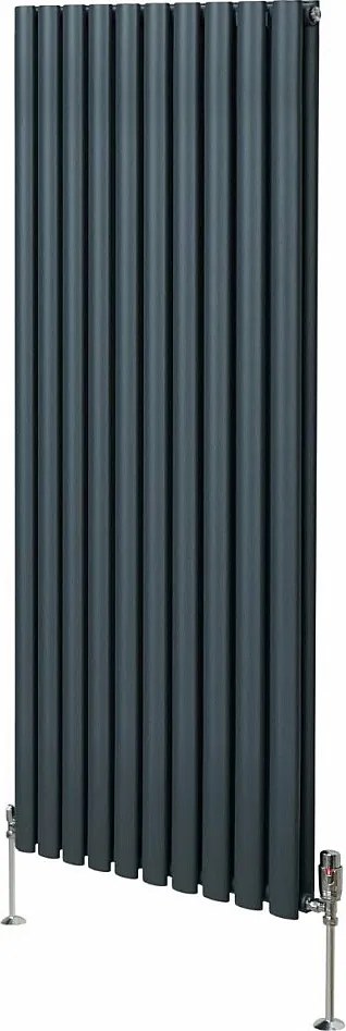 Grzejnik kolumnowy owalny z zaworami – 1600 mm x 600 mm – antracytowo-szary