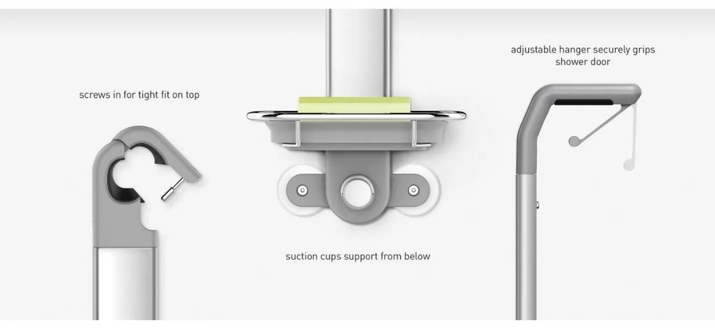 Simplehuman Regulowany uchwyt na drzwi prysznicowe z półkami