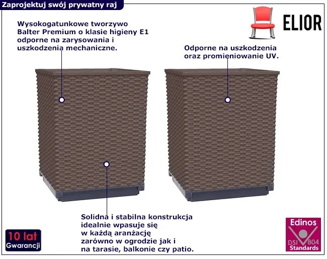 Brązowy komplet donic ogrodowych - Rabor
