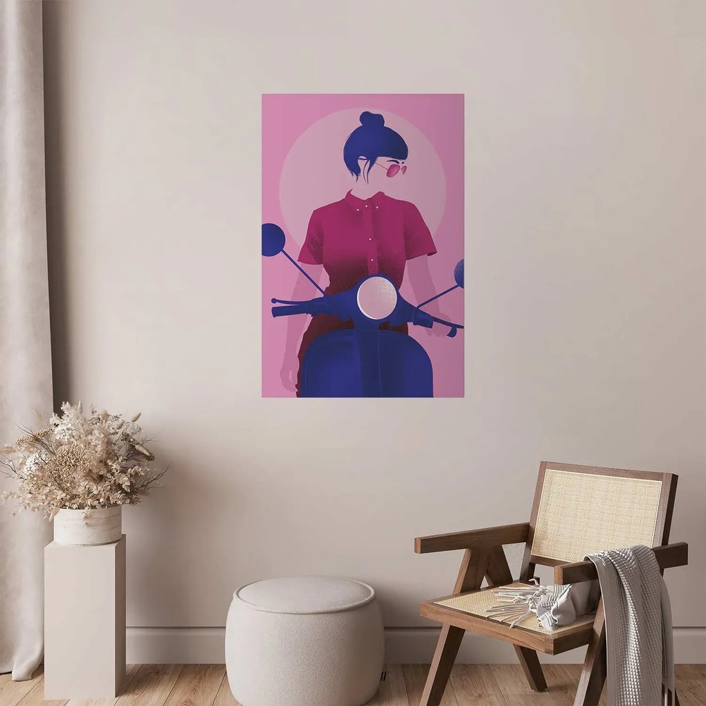 Plakat Kobieta na skuterze 60x90 cm bez ramy bez marginesu ARTGEIST B