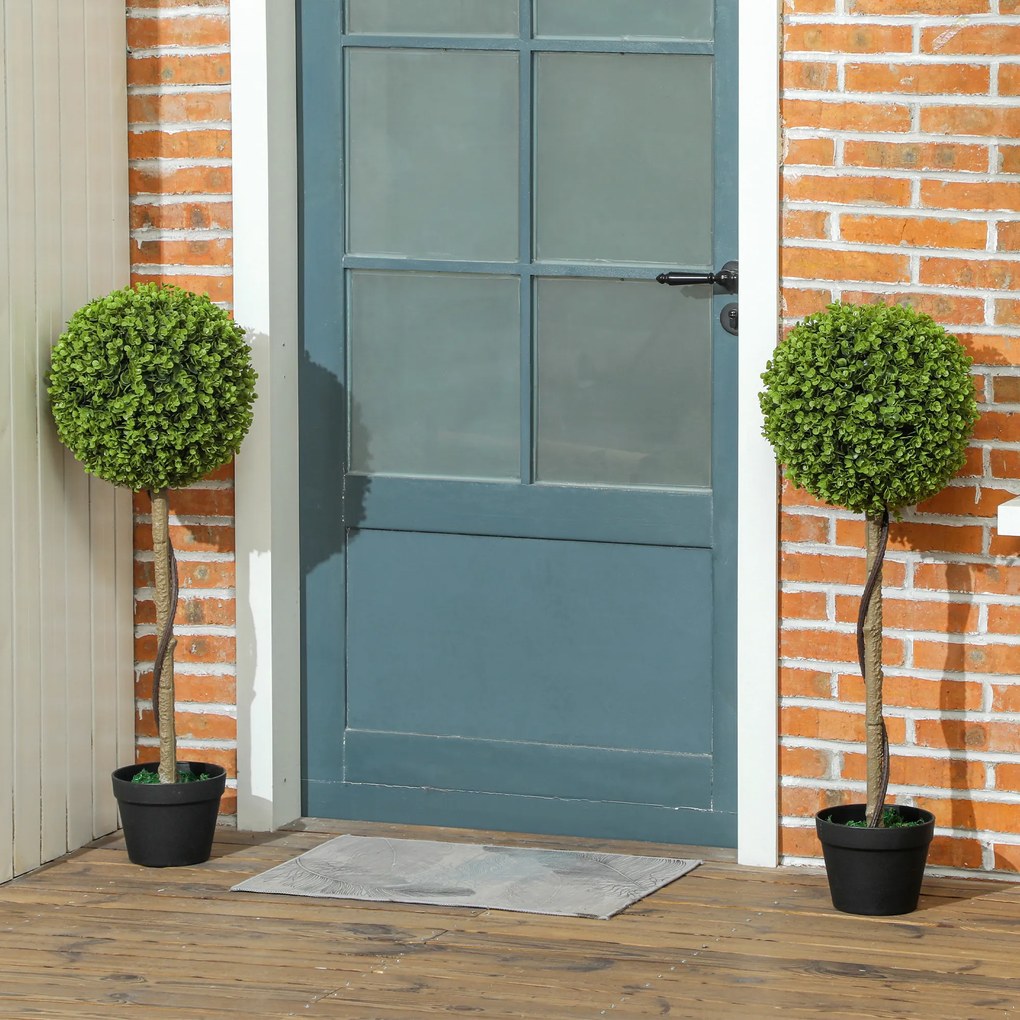 HOMCOM Sztuczne Drzewko Eukaliptusowe, Zestaw 2 w Doniczkach, Łatwe w Pielęgnacji, 90 cm