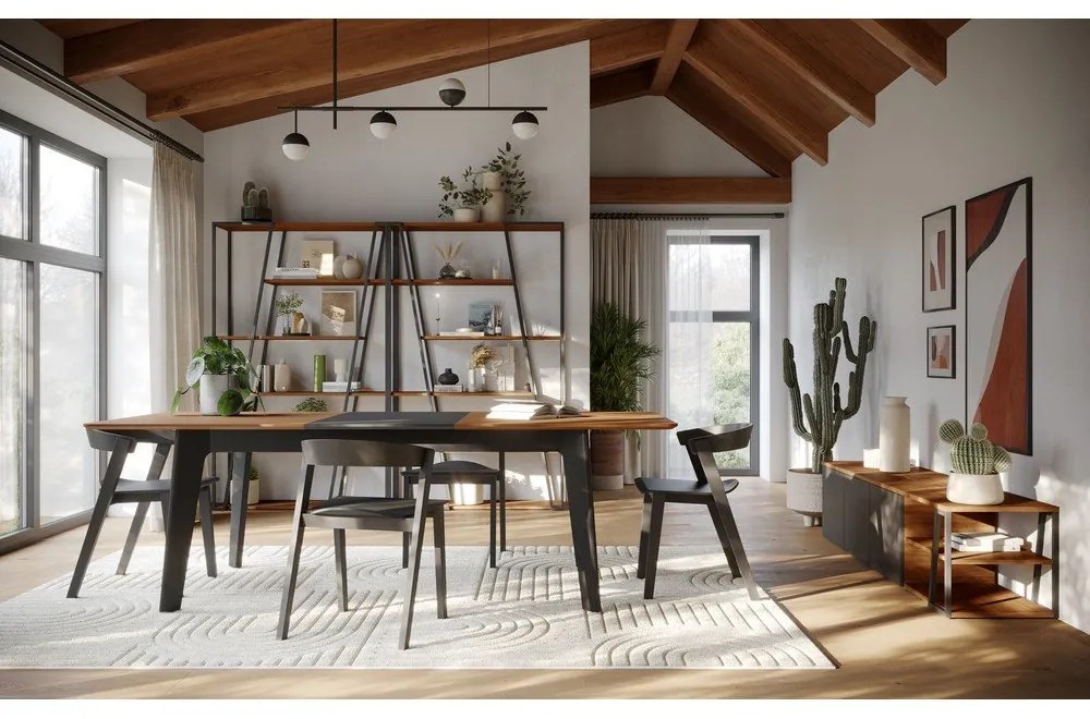 Rozkładany stół z blatem w dekorze orzecha 100x180 cm Shadow – TemaHome