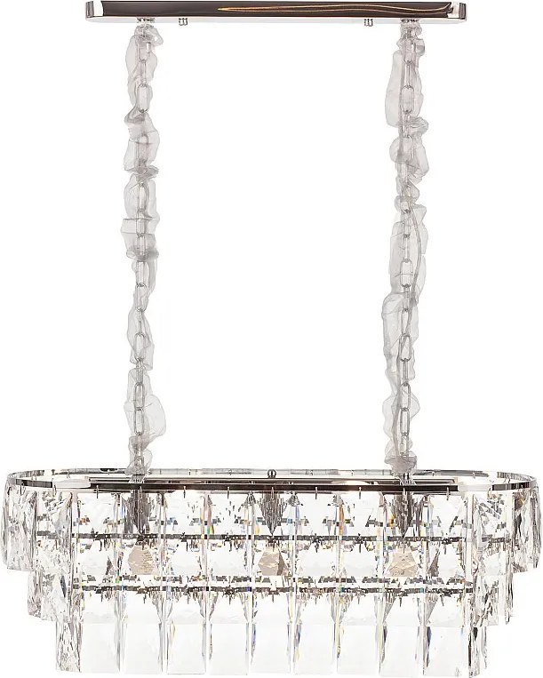 Nowoczesny żyrandol kryształowy do salonu, srebrny – Owalny 80 cm – San Francisco