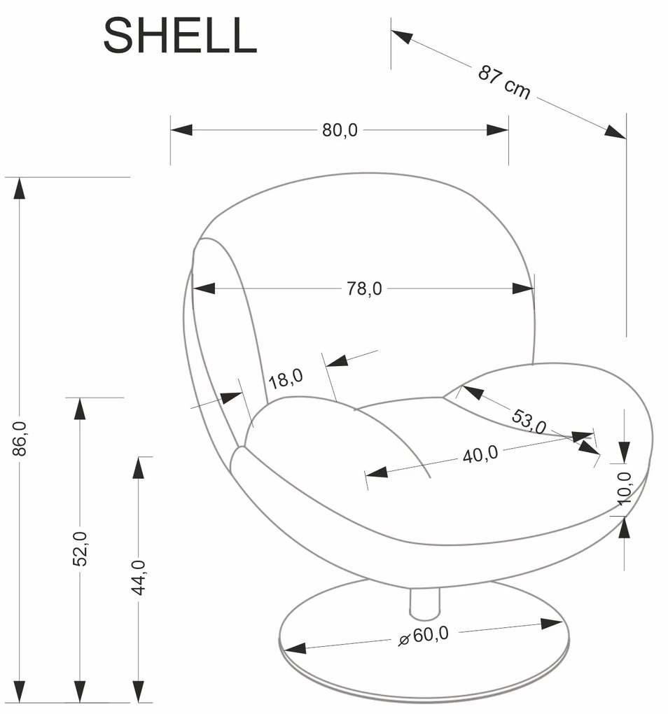 SHELL Fotel wypoczynkowy Kremowy Tkanina futerkowa LAPIT Funkcja obracania