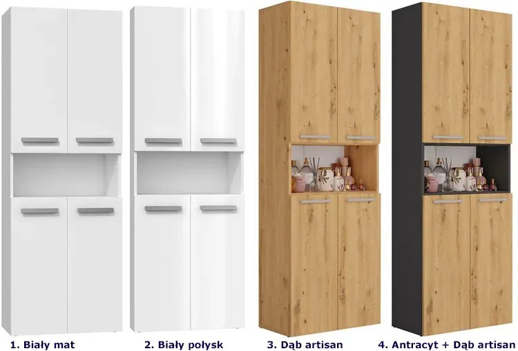 Regał do łazienki z koszami na pranie antracyt + dąb artisan Z8-B62