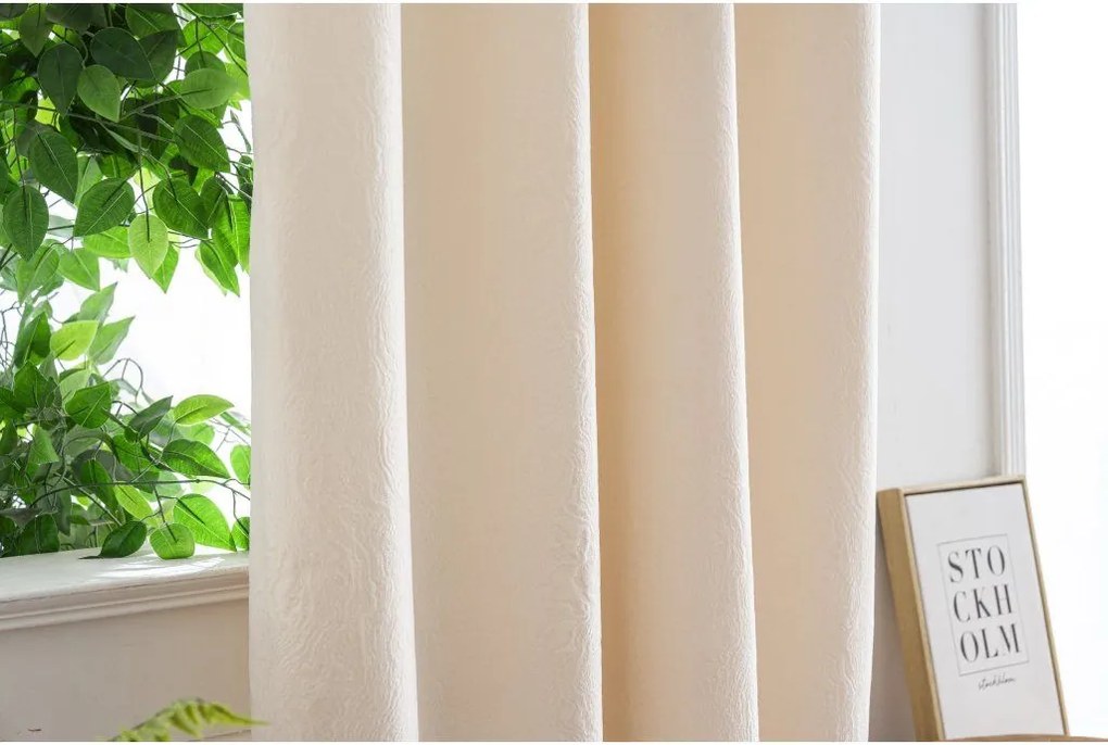 Zasłona zaciemniająca DUNES VELVET 140x250 cm, kremowa Zawieszanie: Metalowe pierścienie