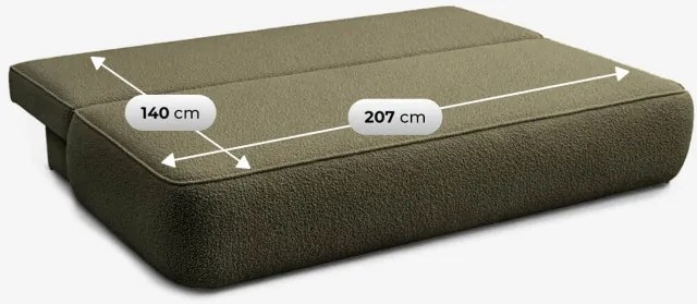 Sofa z Funkcją Spania ARVETO Oliwkowa Boucle Nowoczesna