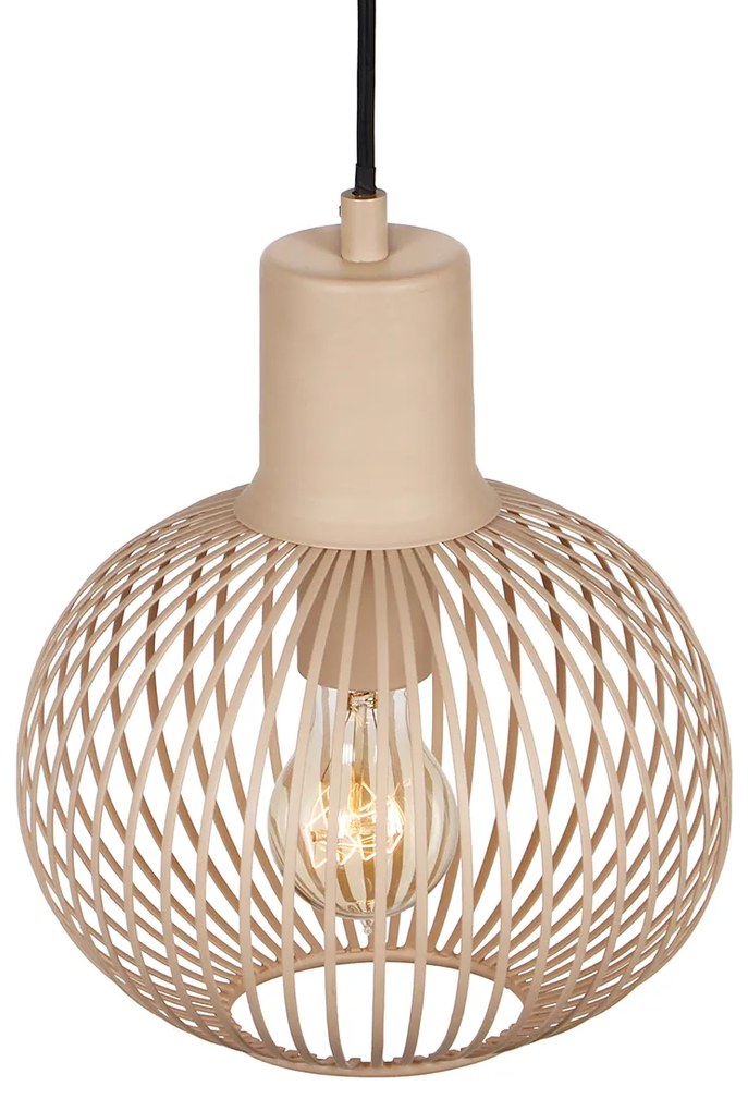 Nowoczesna lampa wisząca z drutu czarna z beżowym kolorem 23 cm - Gila Nowoczesny Oswietlenie wewnetrzne