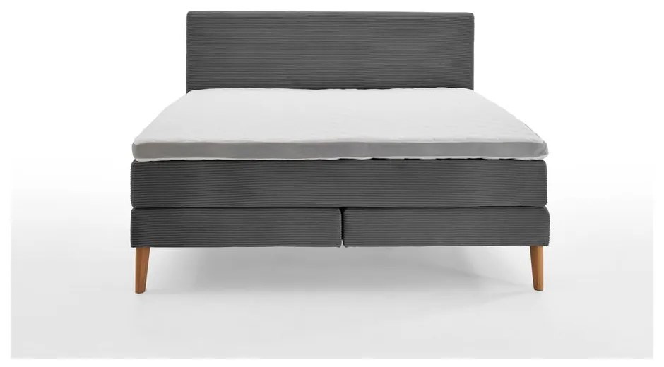 Ciemnoszare łóżko boxspring 160x200 cm Linea – Meise Möbel