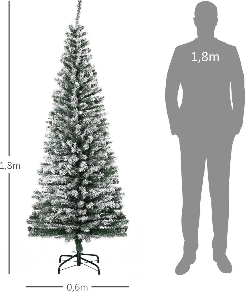 HOMCOM Sztuczna Choinka 180 cm Księżyca Sosna z Pokrywą Śniegu, 492 Gałązki do Wnętrz | Aosom PL