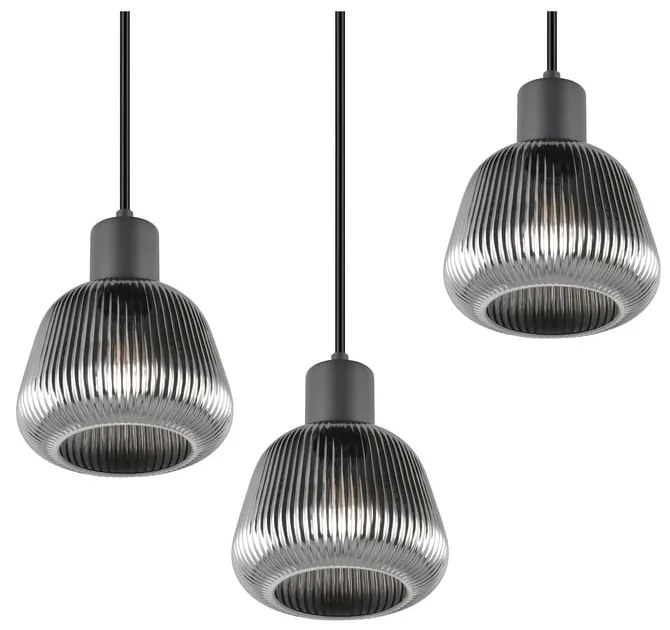 Czarna lampa wisząca ze szklanym kloszem ø 37 cm Tarifa – Trio