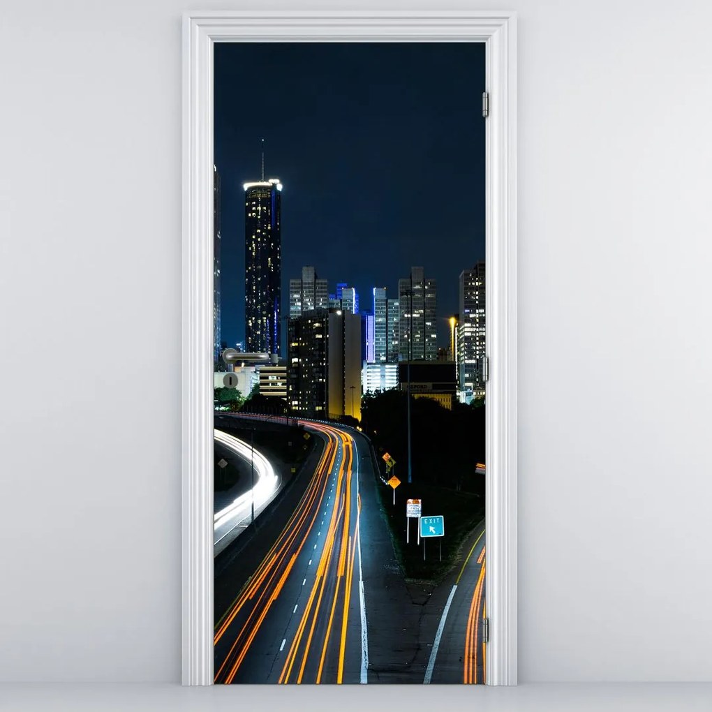 Fototapeta na drzwi - Nocna metropolia (95x205cm)