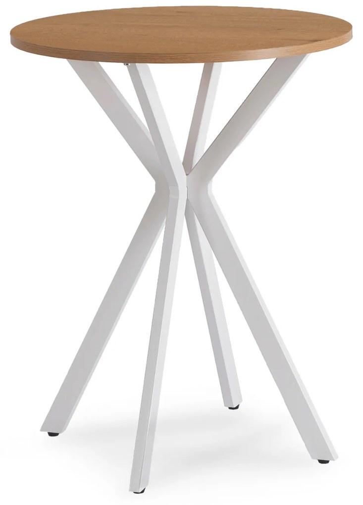 Stół Okrągły LAUREN 60 cm Dąb Złoty/Biały Skandynawski