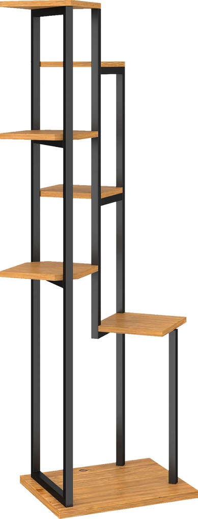 Outsunny 7-piętrowy stojak na rośliny, 130 cm wys., stopniowany regał z drewna, wielopoziomowy, jasnobrązowy | Aosom PL