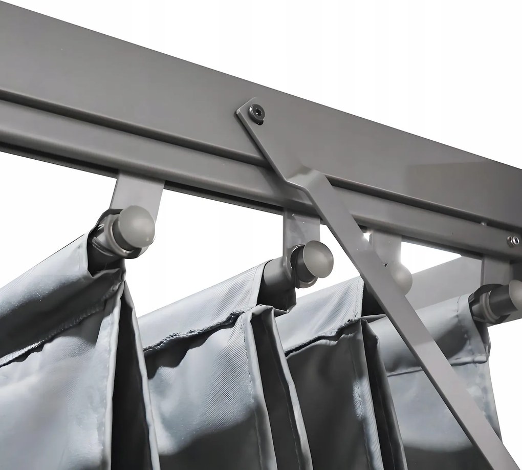 Pergola ogrodowa metalowa 3x4m z rozsuwanym dachem XT-3307B, grafitowa