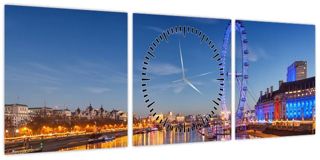Obraz London Eye (z zegarem) (90x30 cm)
