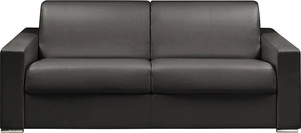 Kanapa 4-osobowa z ekspresowym mechanizmem rozkładania z ekoskóry CALITO - Czarny - Wymiary miejsca do spania: 160 cm - Materac 18 cm z pamięcią kształtu