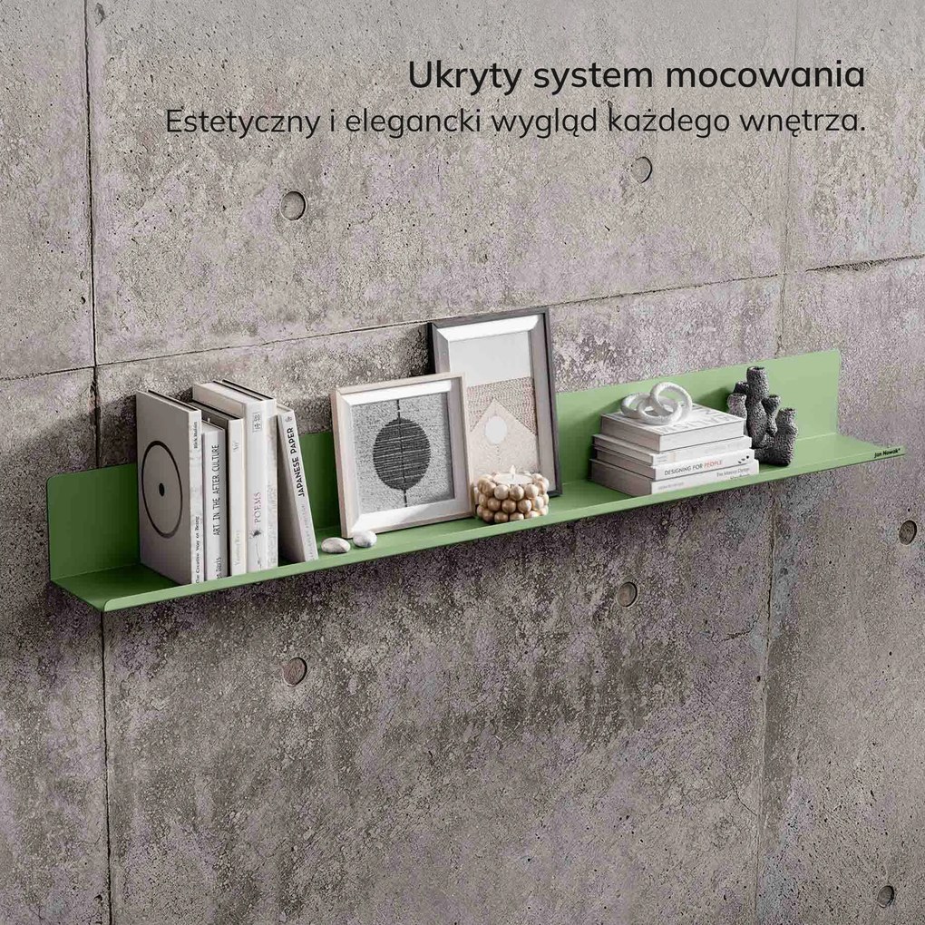 Półka wisząca metalowa pastelowy zielony, 1200 mm: JOANNE Fresh Style