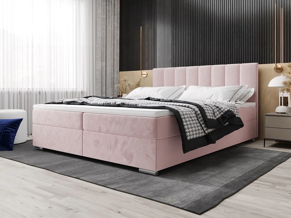BEDANTE Łóżko kontynentalne ZILANO2 180x200 Itaka 58 Różowy