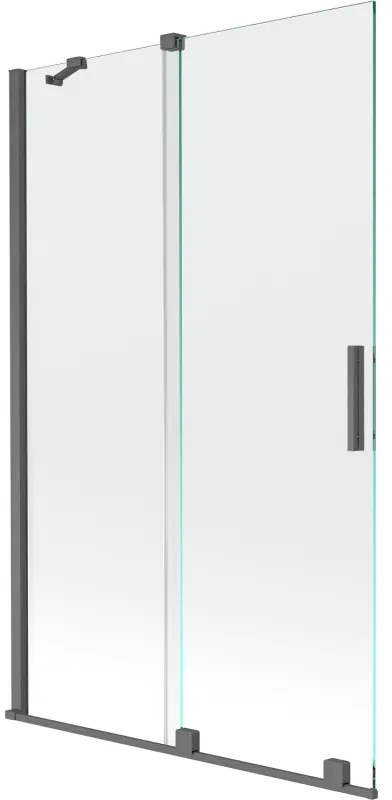 Mexen Velar parawan nawannowy 2-skrzydłowy rozsuwany 110 x 150 cm, transparent, gun gray szczotkowany - 896-110-000-01-66