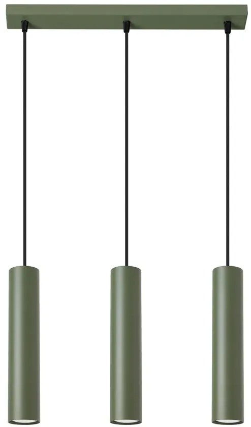 Loftowa potrójna lampa sufitowa w oliwkowym kolorze - M059 - Maik