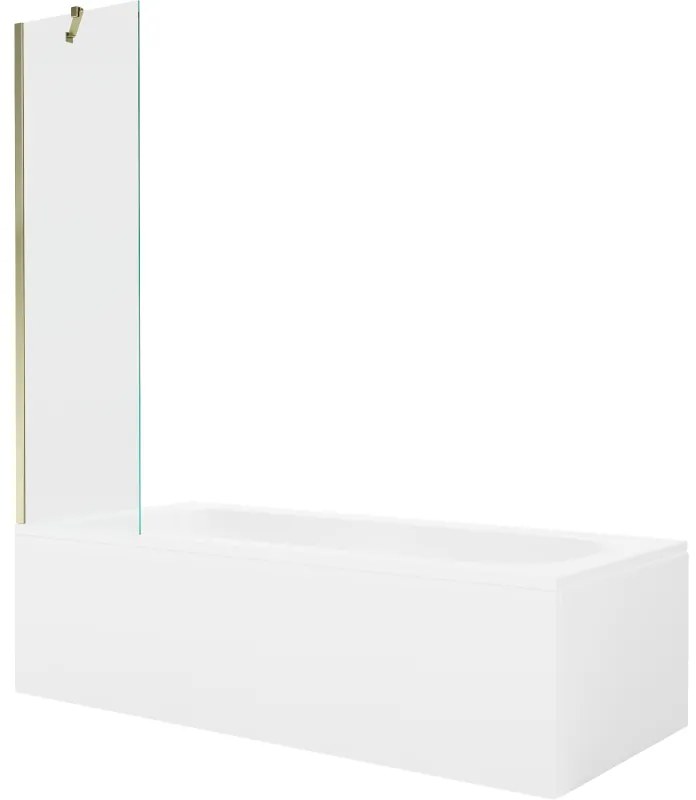 Mexen Vega wanna prostokątna 150 x 70 cm z obudową i parawanem 1-skrzydłowym 50 cm, transparent, złoty - 550115070X9505000050