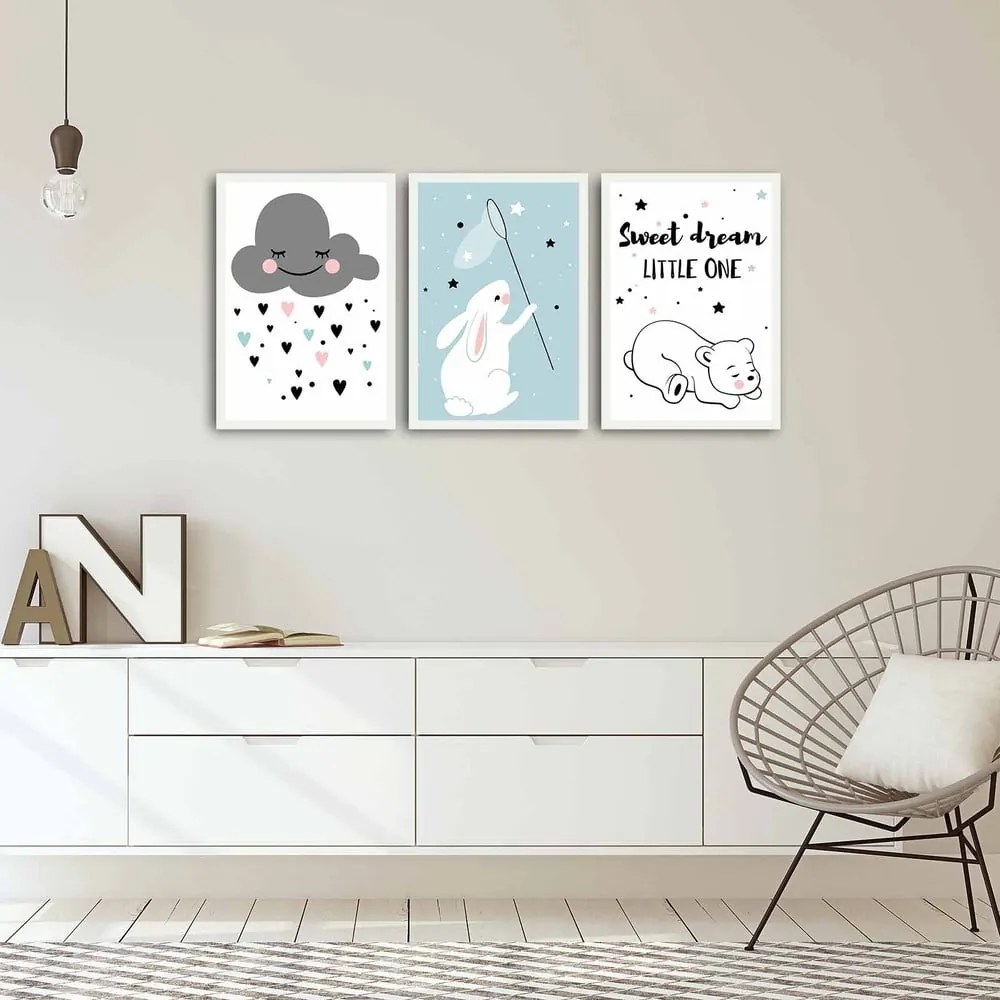 Obrazki dziecięce zestaw 3 szt. 35x50 cm Sweet Dreams Little One – Wallity