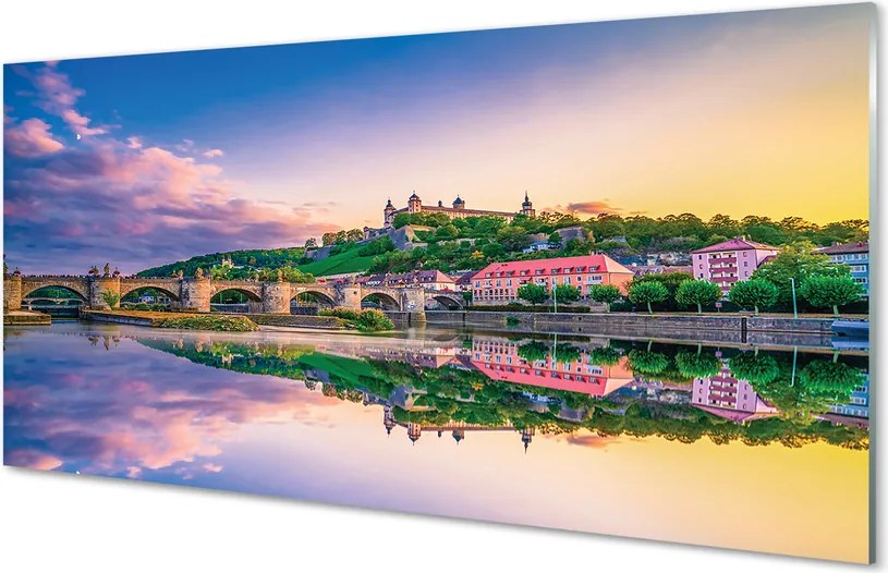 Panel Szklany Zachód Słońca nad Rzeką w Niemczech