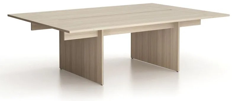 Biurko double SOLID + 2x rozszerzenie blatu, 240x165 cm, dąb naturalny