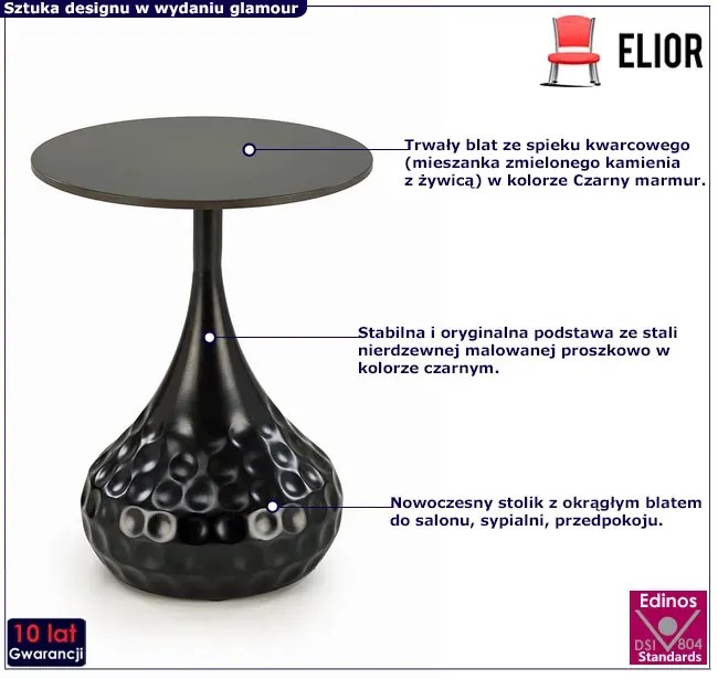 Nowoczesny czarny stolik kawowy marmur E9-C47