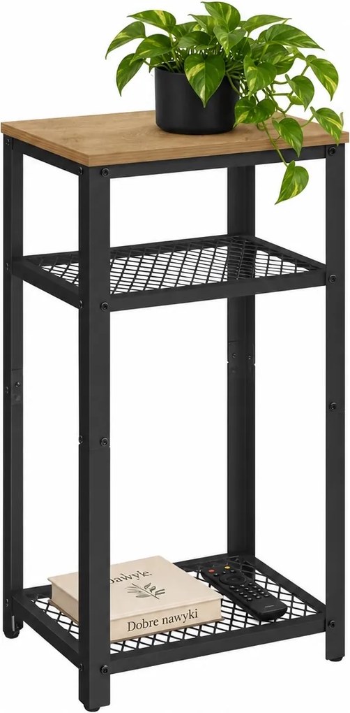 Stolik pomocniczy wysoki loft Faro 03 z 2 półkami, dąb artisan