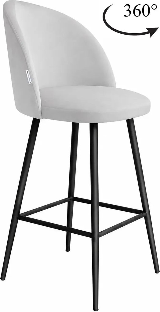 Hoker Colin krzesło barowe tkanina Welur podstawa metalowa : Kolor nogi - Czarna stożek, Kolor tkaniny - VELVET - MG39, Typ siedziska - Siedzisko obrotowe 360°