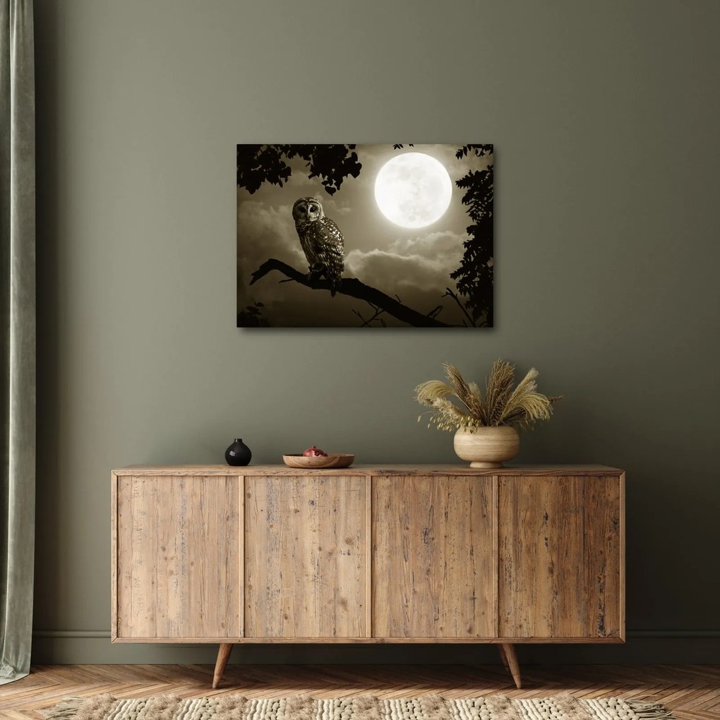 Obraz - Nocna sowa, złoty (70x50 cm)