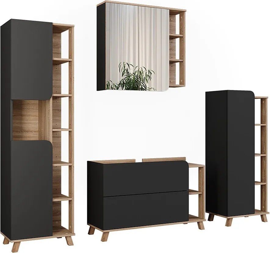 Zestaw mebli łazienkowych sonoma/antracyt 100x35x65 karen