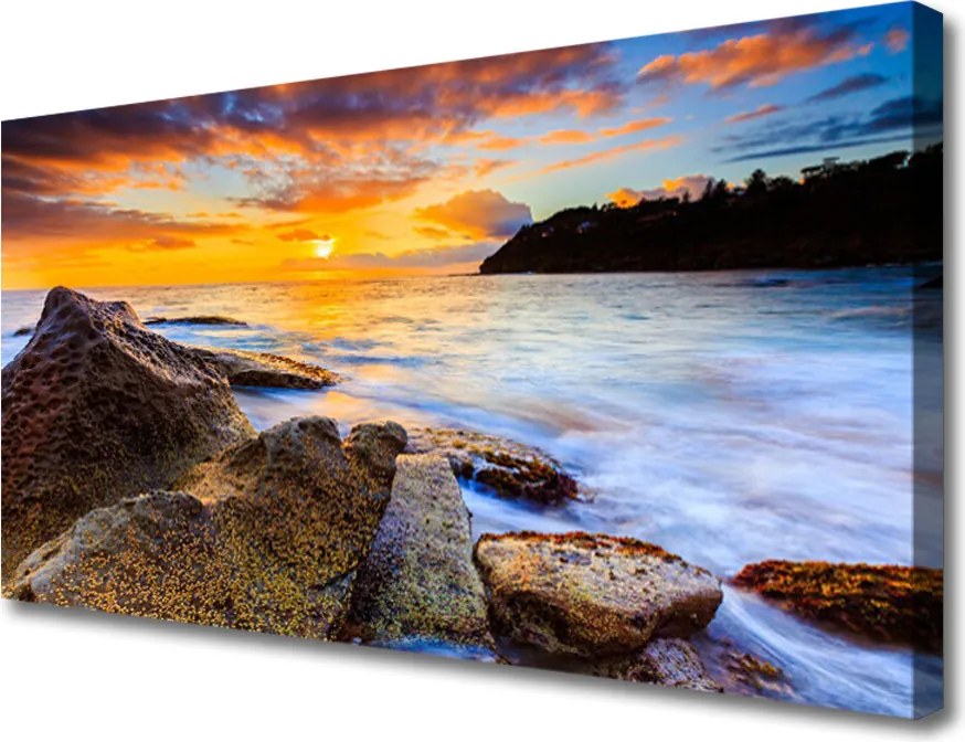 Duży obraz na płótnie Skalisty Brzeg Morza