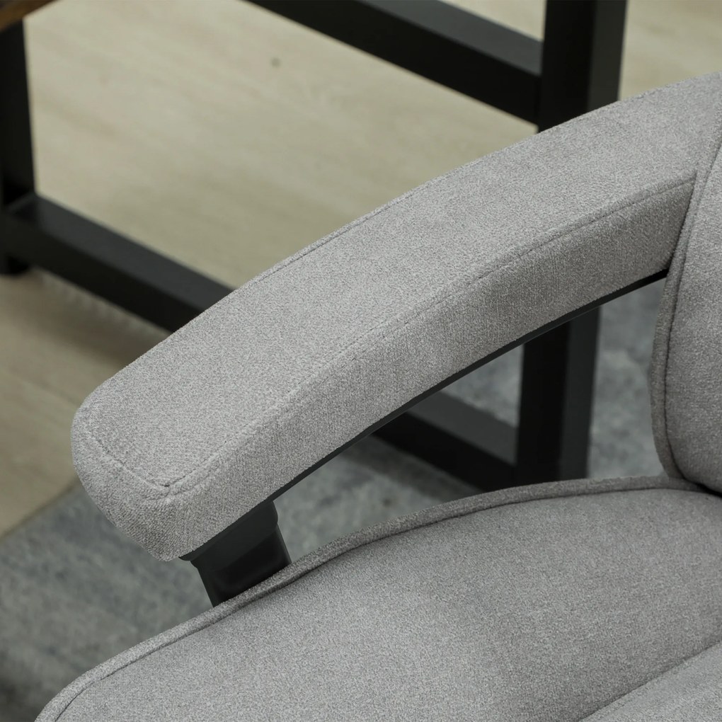 HOMCOM Duży wysoki fotel biurowy, 200 kg nośności, solidna konstrukcja, miękka tkanina, Jasnoszary