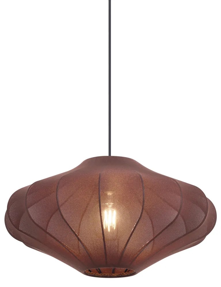 Lampa wisząca Japandi brązowa z materiałowym abażurem 50 cm - PluDesignerski Oswietlenie wewnetrzne