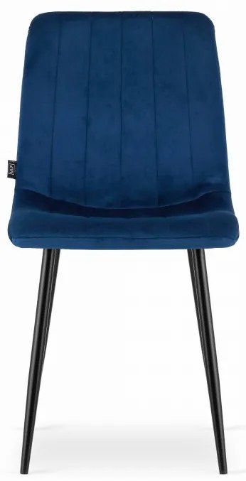 Zestaw jadalniany 1 + 4, czarny stół RAMOD 100x60 cm + niebieskie krzesło LAVA z czarnymi nogami