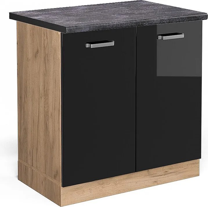 Szafka pod zlew czarny wysoki połysk 80x60x81.6 r-line