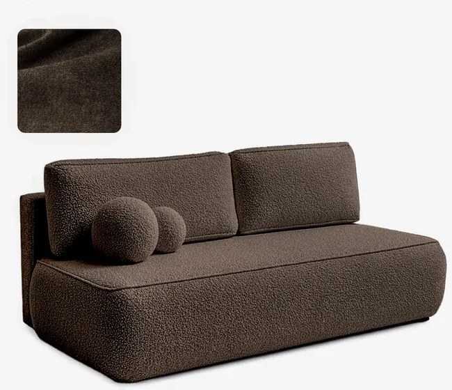 Sofa z Funkcją Spania ARVETO Mocca Boucle Nowoczesna