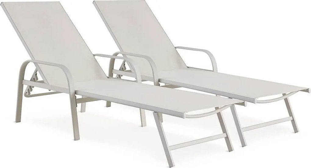Zestaw 2 metalowych leżaków ogrodowych "Farniente" - Biały