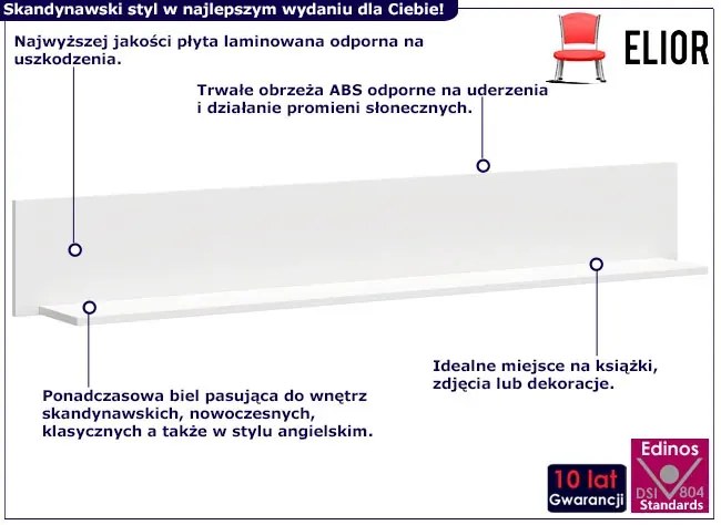 Biała półka ścienna do salonu - Omaron 9X