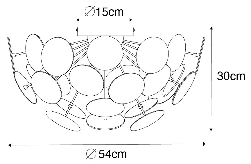 Designerska lampa wisząca czarna ze złotem 54cm 3-światła - CerchioDesignerski Oswietlenie wewnetrzne