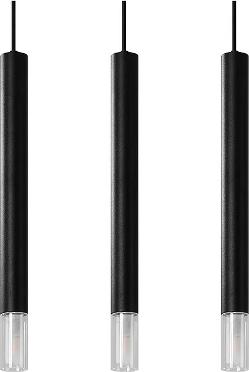 Lampy Wiszące Nowoczesny Wezyr, Stal/Szkło - 3 Źródło - L.45 X H.120 Cm - Czarny