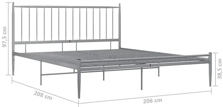Szare metalowe łóżko małżeńskie 200x200 cm - Bumlo
