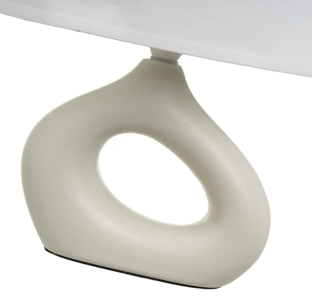 Biało-beżowa lampa stołowa ceramiczna z tekstylnym kloszem (wysokość 30 cm) – Casa Selección
