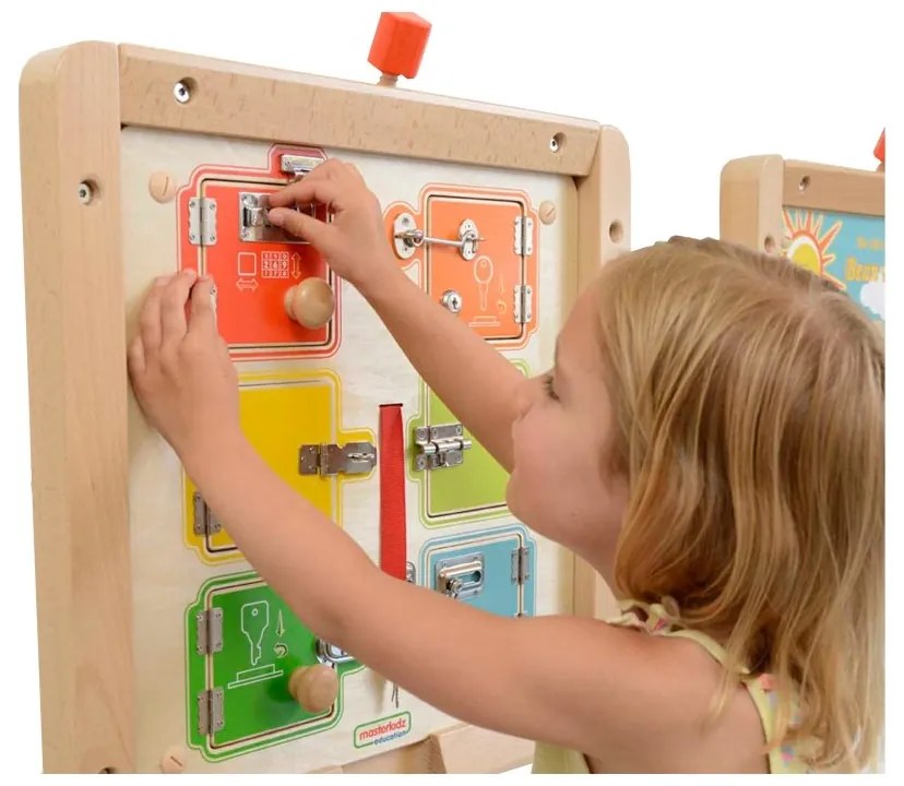 Masterkidz nauka otwierania i zamykania zamków ścienna tablica manipulacyjna
